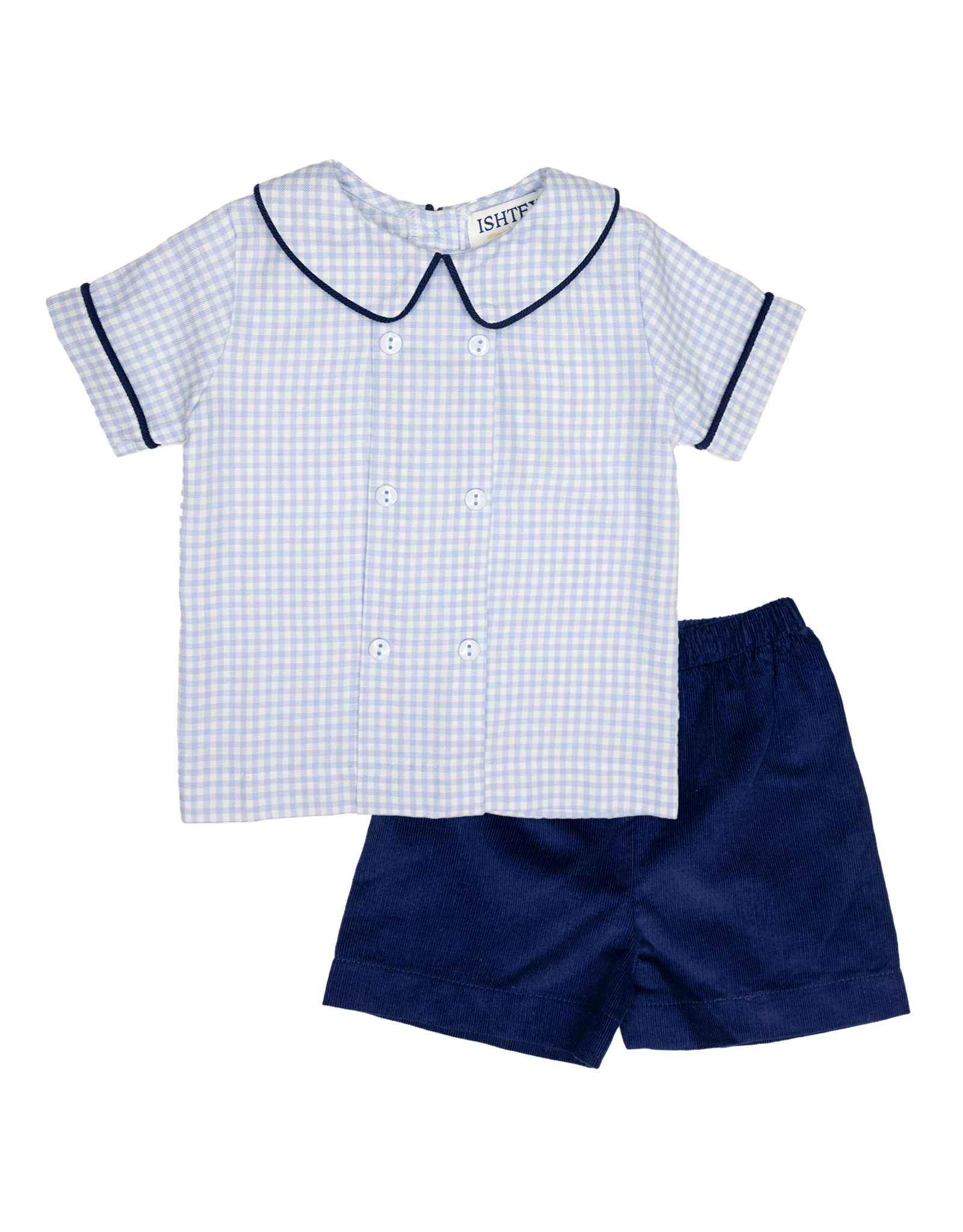 Ishtex 5F110 Blue Check Short Set