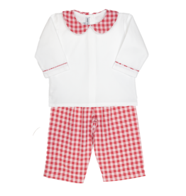 Sweet Dreams White/Red Plaid Pant Set