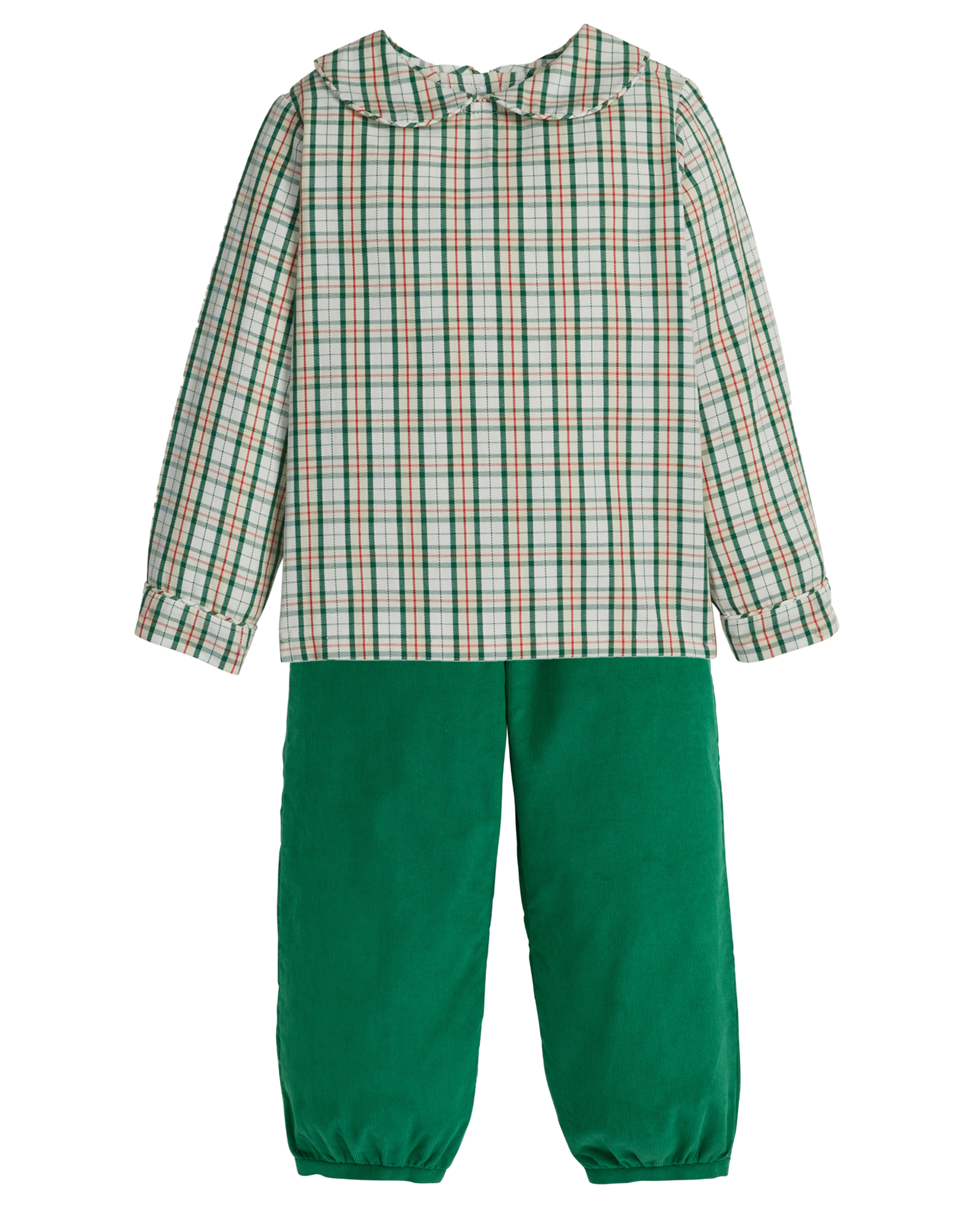 Little English LEF25 Mistletoe Tartan Peter Pan/Evergreen Corduroy Banded Pant