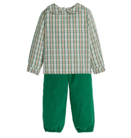 Little English Mistletoe Tartan Peter Pan/Evergreen Corduroy Banded Pant