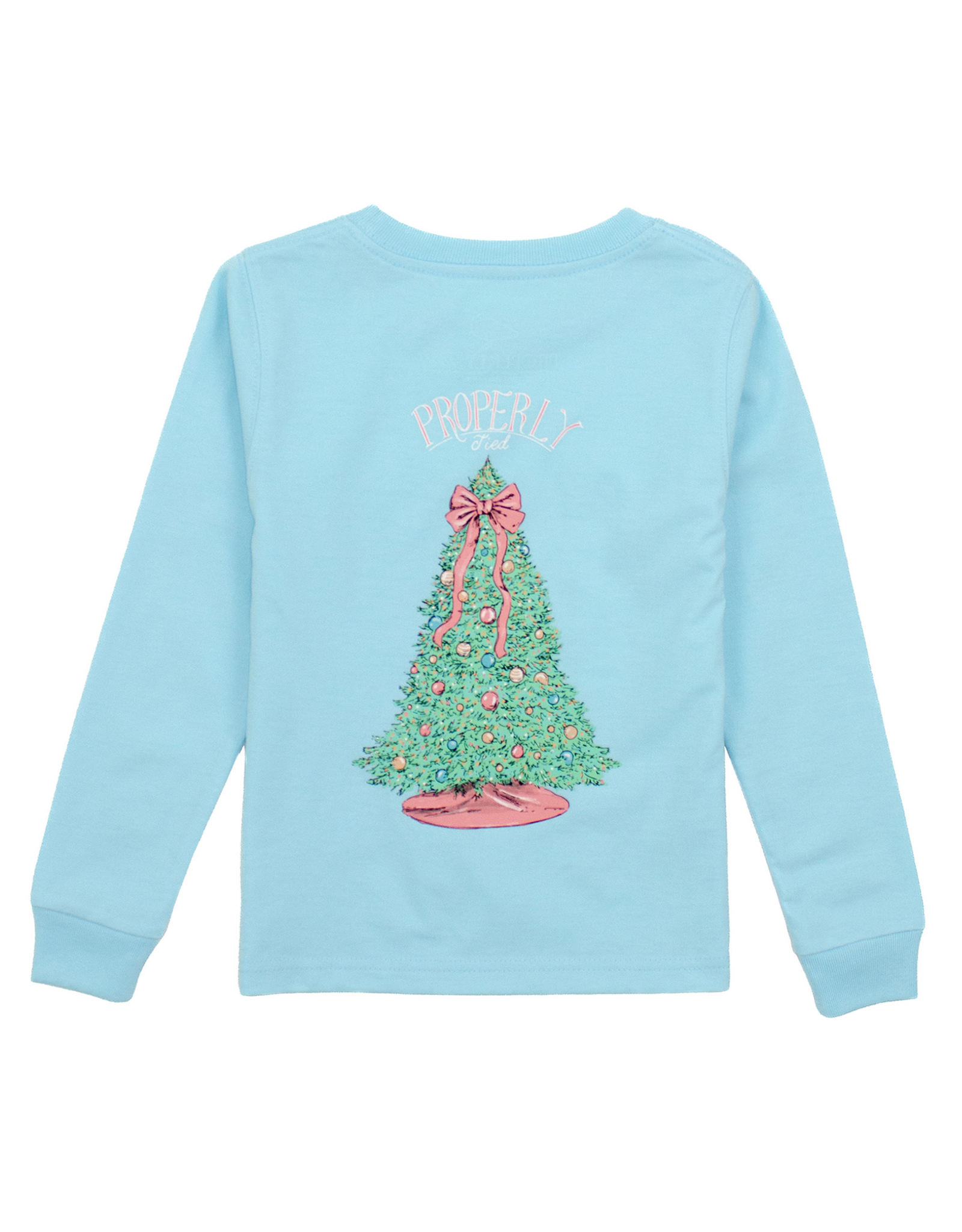 Properly Tied PT25 LS Girl Tee Blue Merry and Bright