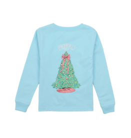 Properly Tied Long Sleeve Girl Tee Blue Merry and Bright