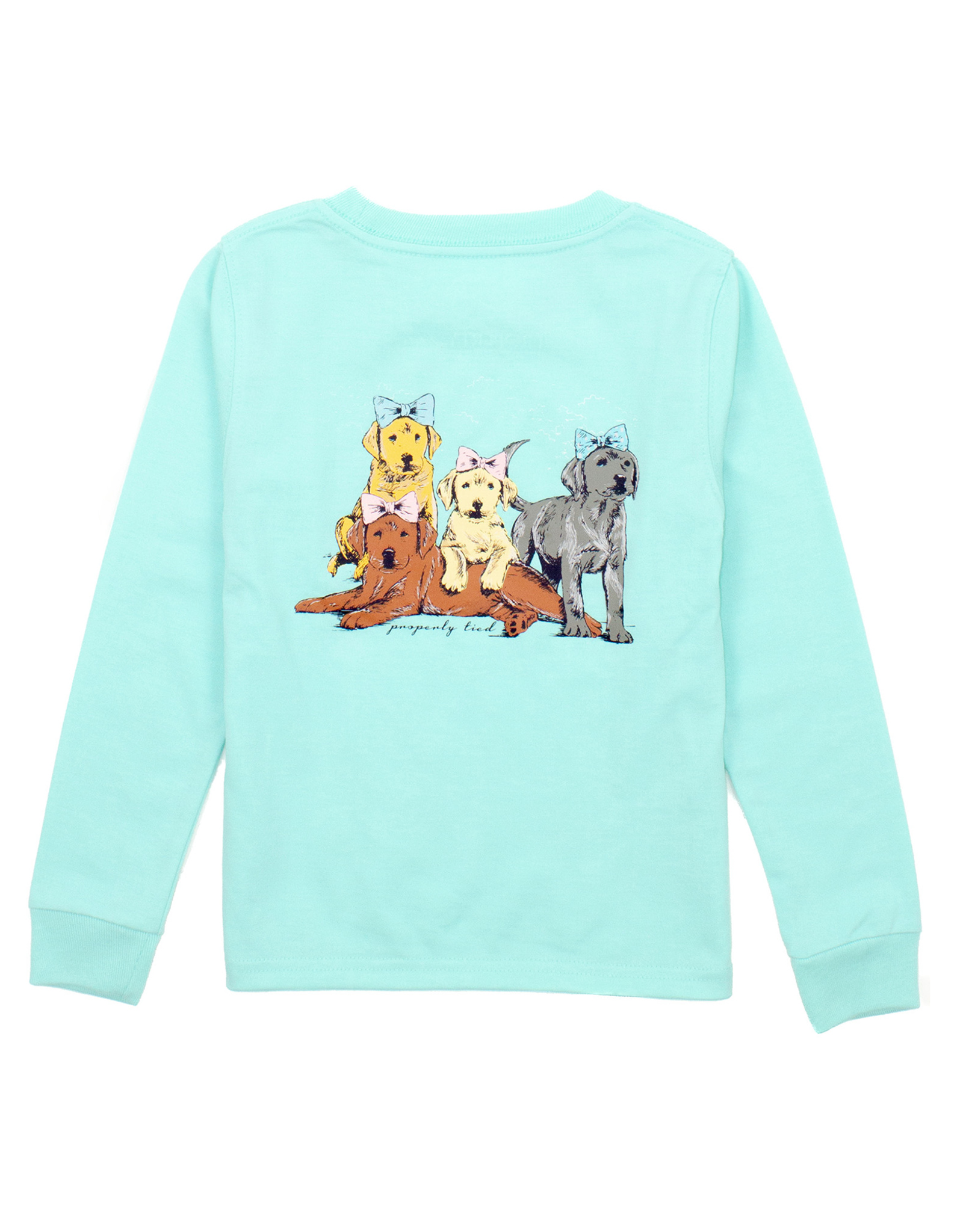 Properly Tied PT25 LS Girl Tee Seafoam Puppy Pile