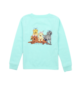 Properly Tied (Size 7) Long Sleeve Girl Tee Seafoam Puppy Pile