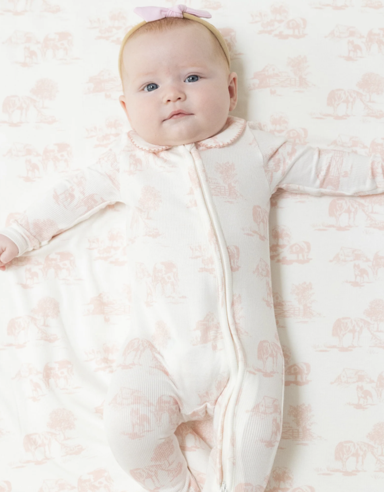 Angel Dear ADF25 2 Way Zipper Footie Pink Farm Toile