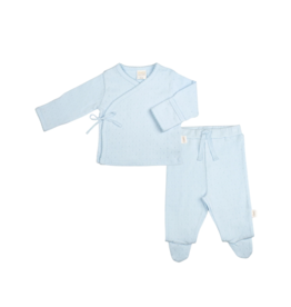 Paty, Inc. Pointelle Kimono Set Blue
