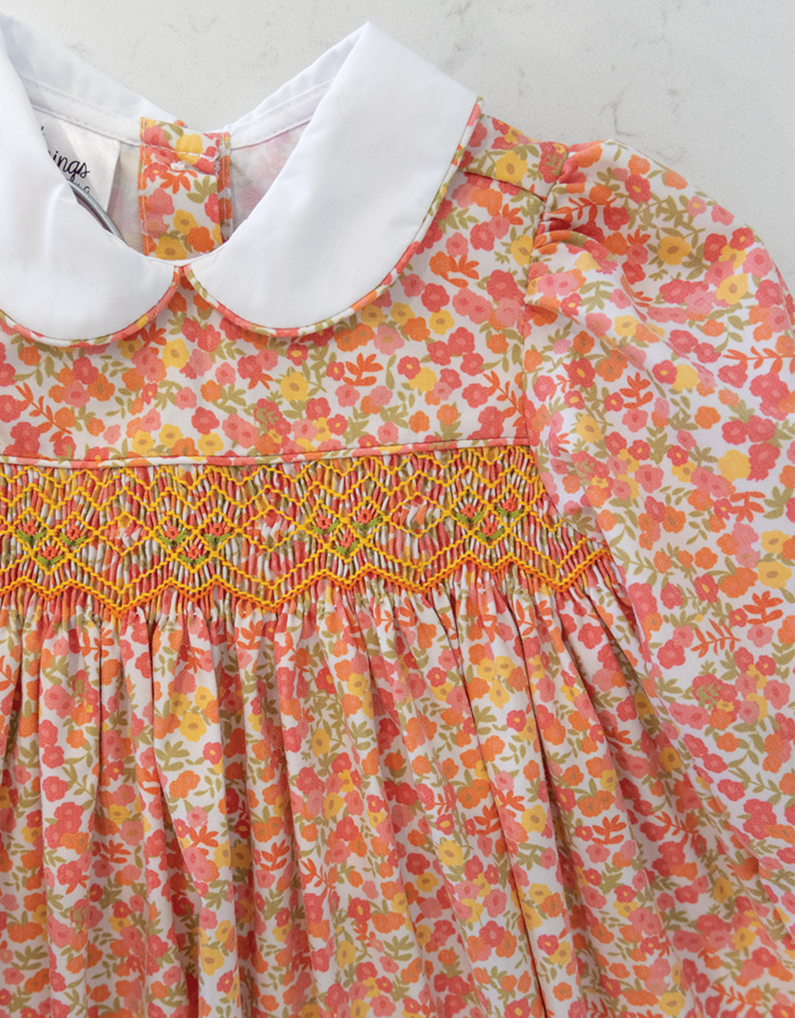 Baby Blessings BB1365 Orange Floral Claire Dress