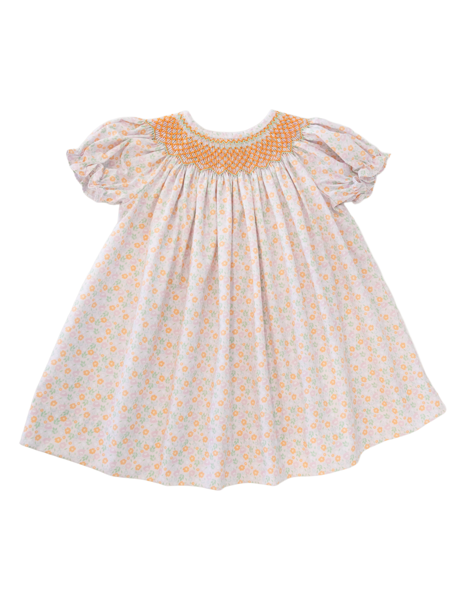 Baby Blessings BB1410 Orange/Mint Floral Ellie Dress