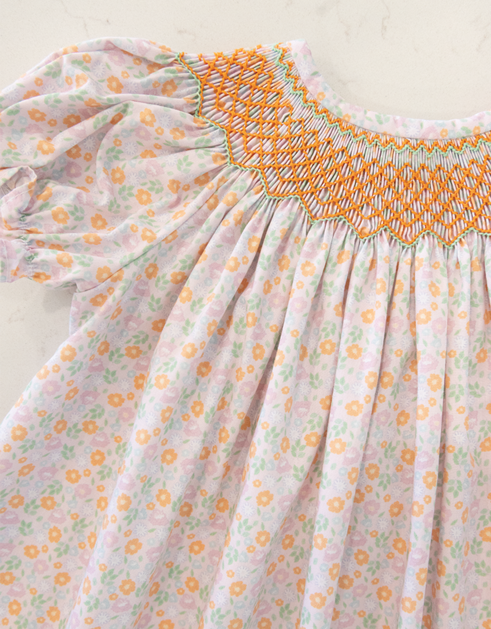Baby Blessings BB1410 Orange/Mint Floral Ellie Dress