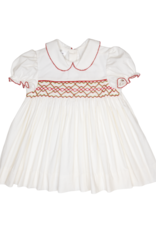 Baby Blessings BB1465 White/Red Smocked Claire Dress