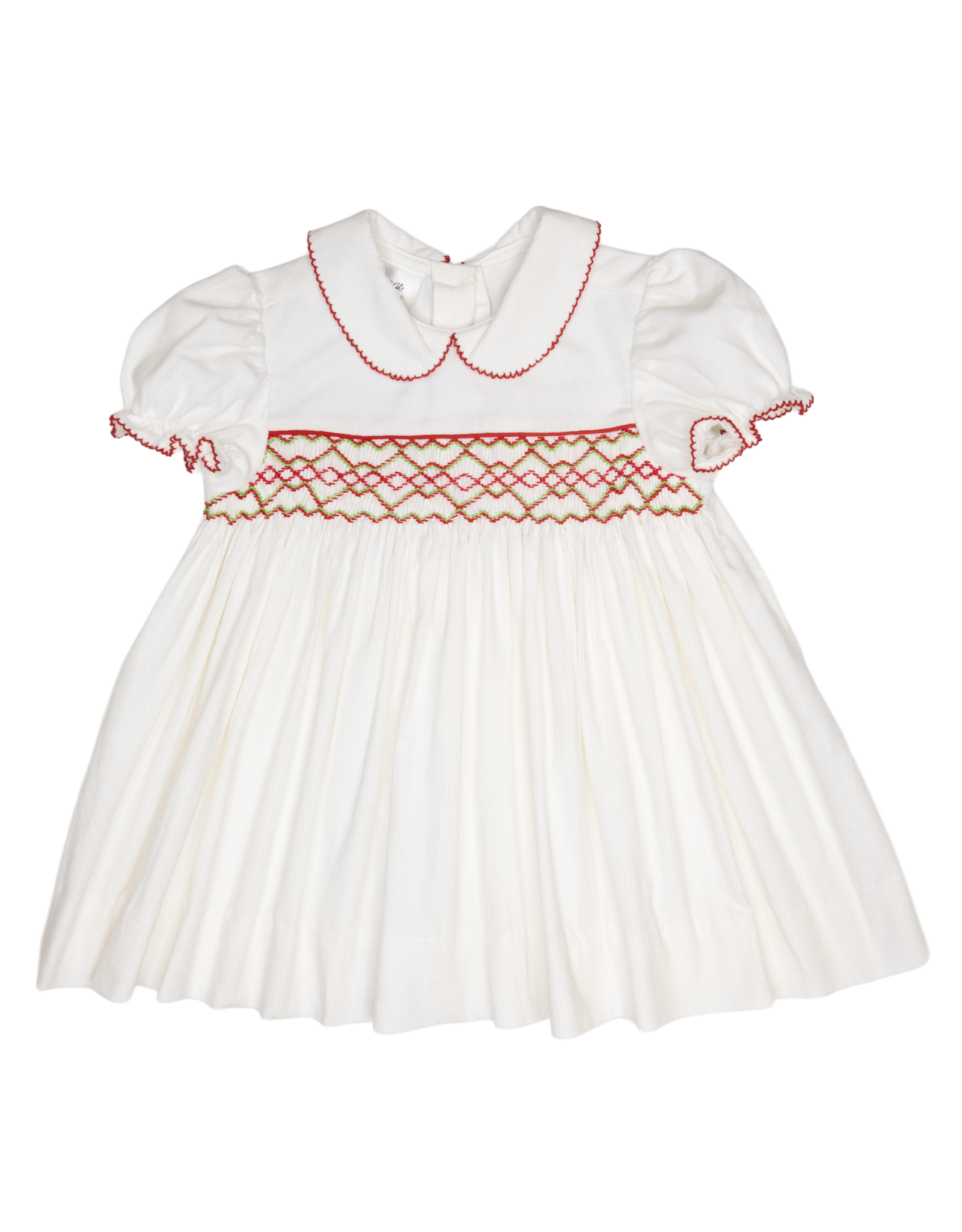 Baby Blessings BB1465 White/Red Smocked Claire Dress