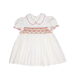 Baby Blessings White/Red Smocked Claire Dress