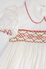 Baby Blessings BB1465 White/Red Smocked Claire Dress