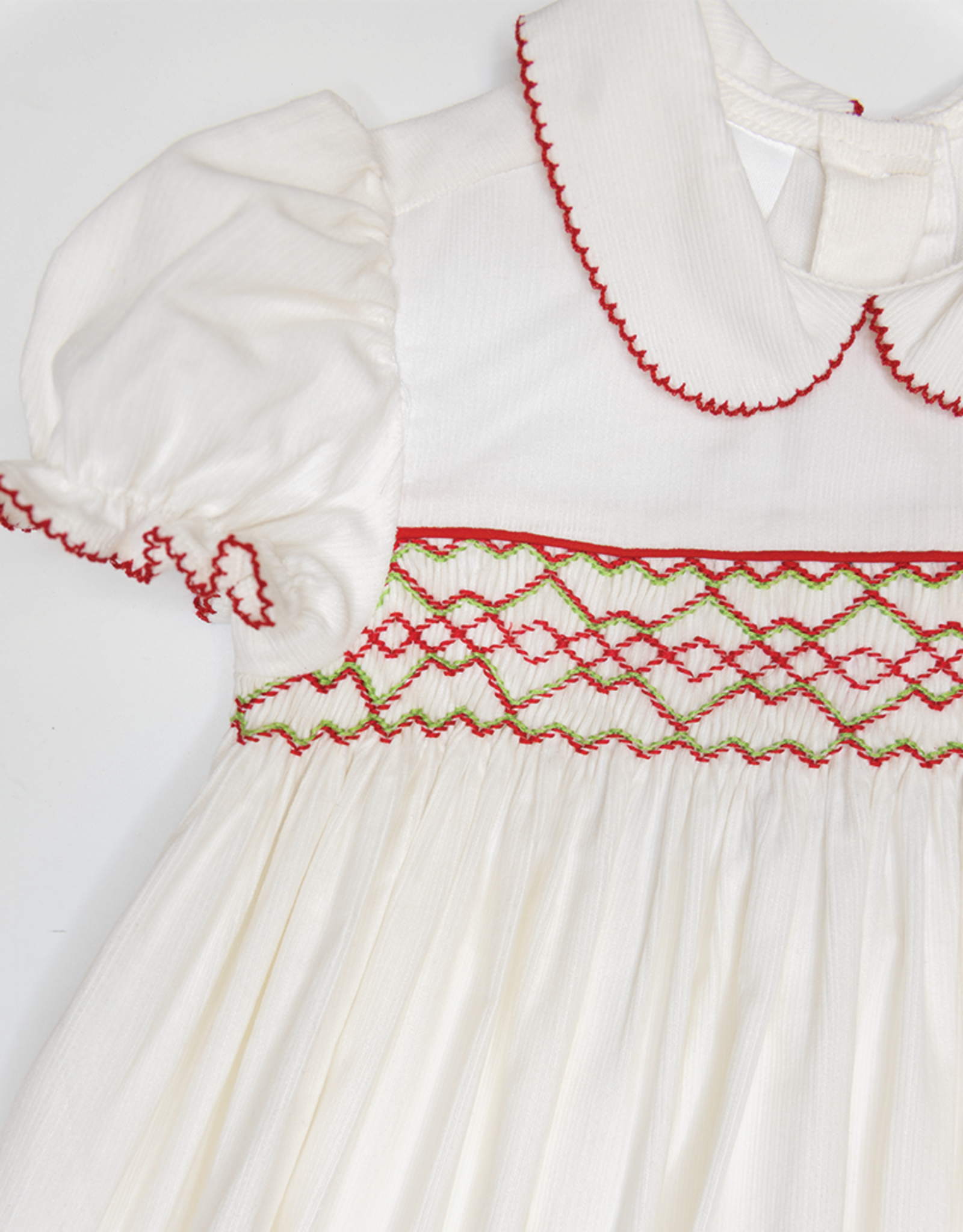 Baby Blessings BB1465 White/Red Smocked Claire Dress