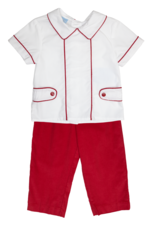 Charming Little One GQ1223 Red Corduroy Charles Pant Set