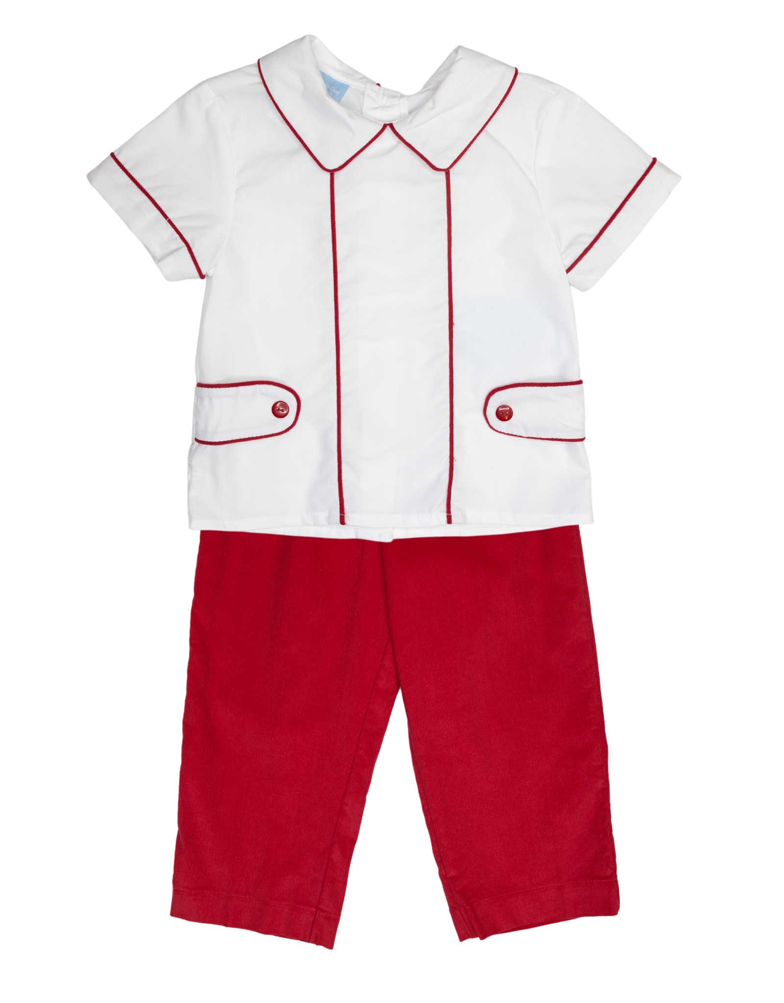Charming Little One GQ1223 Red Corduroy Charles Pant Set