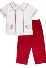 Charming Little One GQ1223 Red Corduroy Charles Pant Set