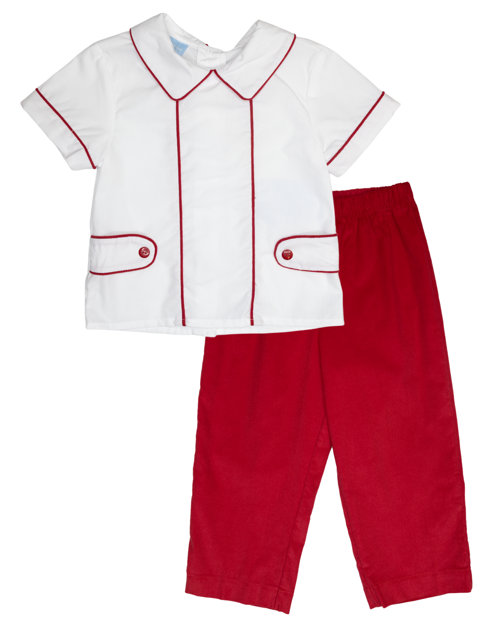 Charming Little One GQ1223 Red Corduroy Charles Pant Set