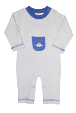 Luigi OI158 Grey Stripe Dinosaur Pocket Romper