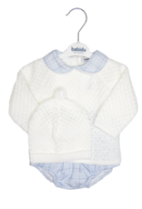 Babidu 40812 White/Blue Knitted Diaper Set