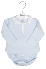 Babidu 43614 Blue Knit Collared Diaper Set