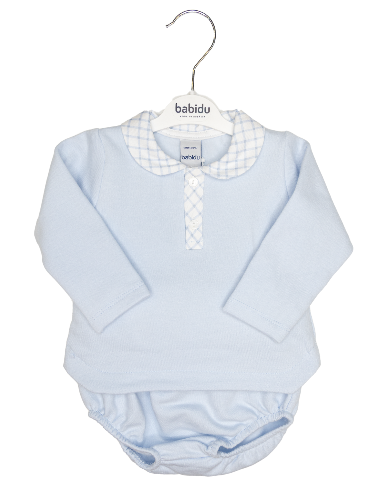 Babidu 43614 Blue Knit Collared Diaper Set
