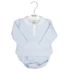 Babidu (12 Month) Blue Knit Collared Diaper Set