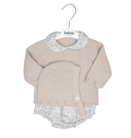 Babidu (Size 12M) Taupe Knitted Diaper Set