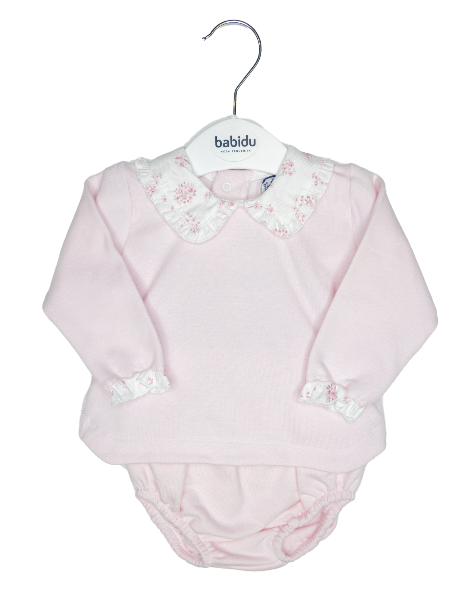 Babidu 42614 Pink Knit Collared Diaper Set
