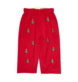Zuccini Embroidered Christmas Tree Red Corduroy Pant