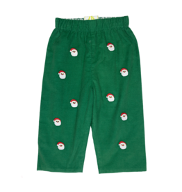 Zuccini Embroidered Santa Face Green Corduroy Pant