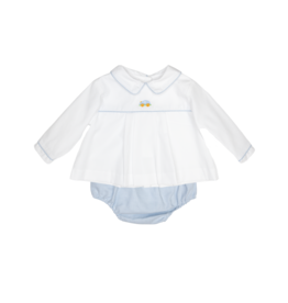 Petit Ami Blue Gingham Car Diaper Set