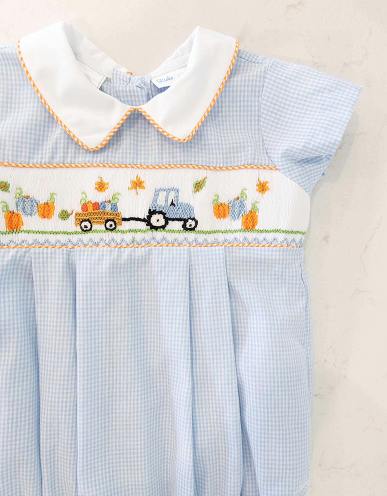 Lulu Bebe LBF25 Blake Smocked Pumpkin Bubble