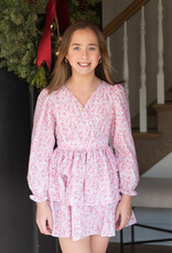 Be Elizabeth BE25 LS Tiered Dress Pink Floral