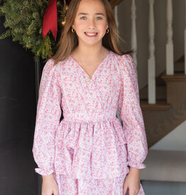 Be Elizabeth Long Sleeve Tiered Dress Pink Floral