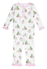 Lulu Bebe LBF25 Pink Hippo 2 pc PJ Set