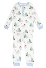 Lulu Bebe LBF25 Blue Hippo 2 pc PJ Set