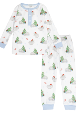 Lulu Bebe LBF25 Blue Hippo 2 pc PJ Set