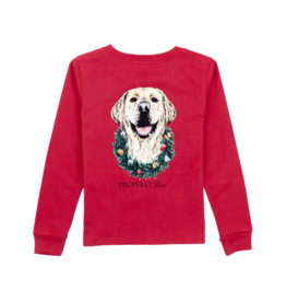Properly Tied (Size 3T) Long Sleeve Tee Cabernet Deck the Paws