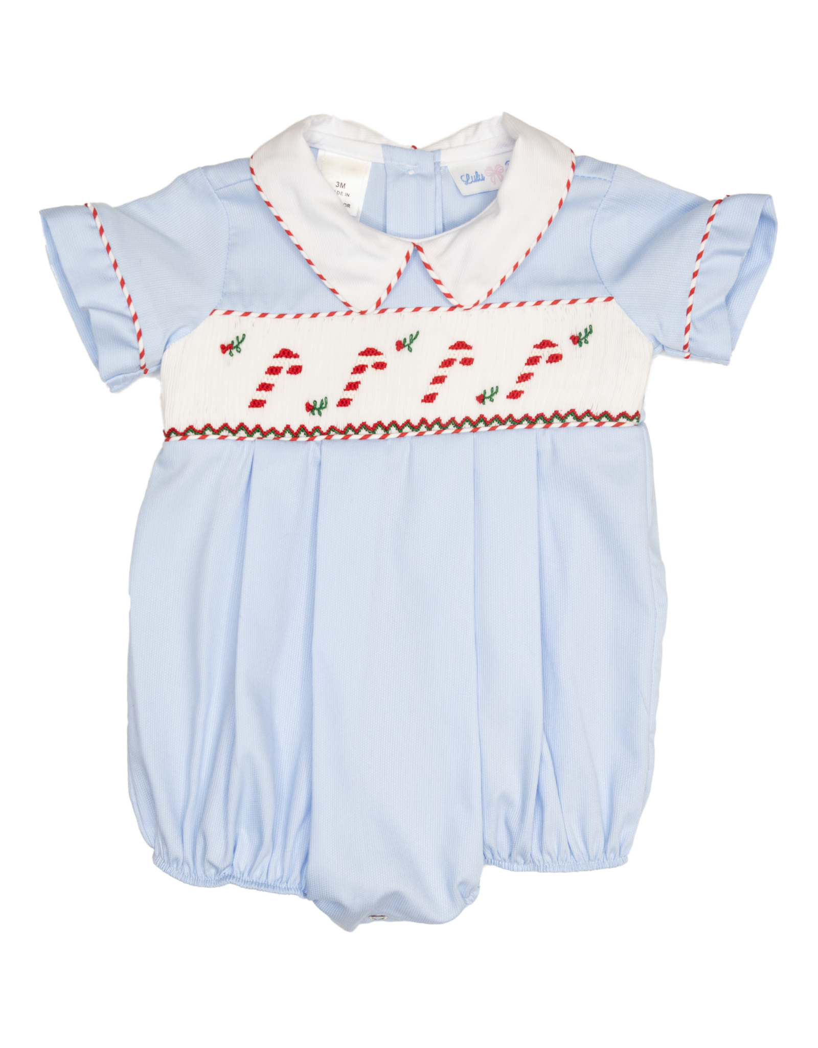 Lulu Bebe LBF25 Blake Smocked Candy Cane Bubble