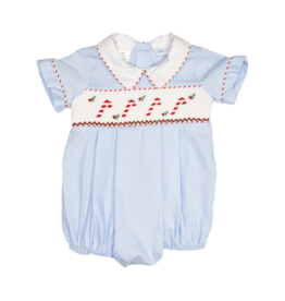 Lulu Bebe Blake Smocked Candy Cane Bubble