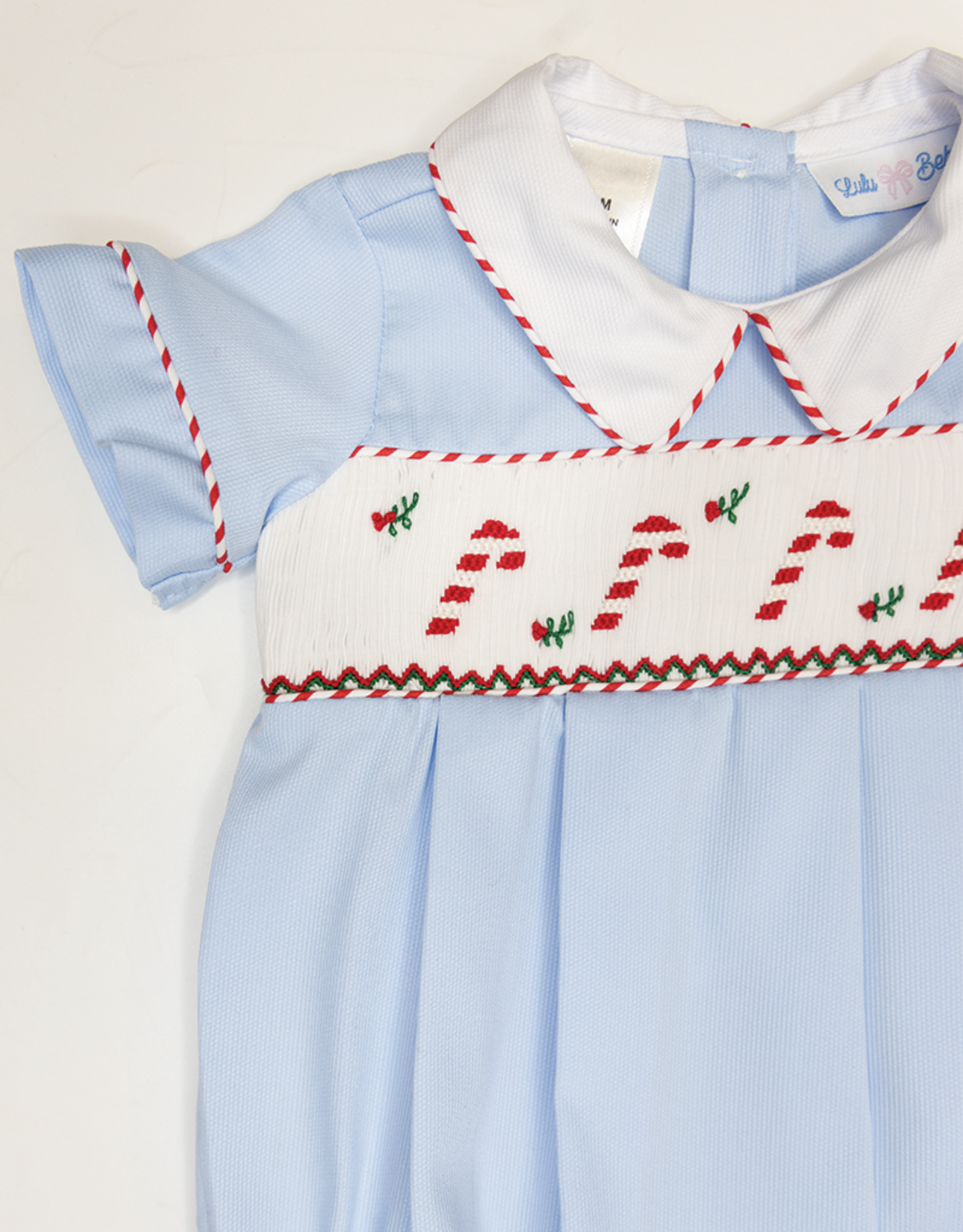 Lulu Bebe LBF25 Blake Smocked Candy Cane Bubble