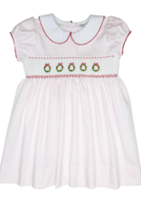 Lulu Bebe LBF25 Rose Pink Wreath Smocked Waist Dress