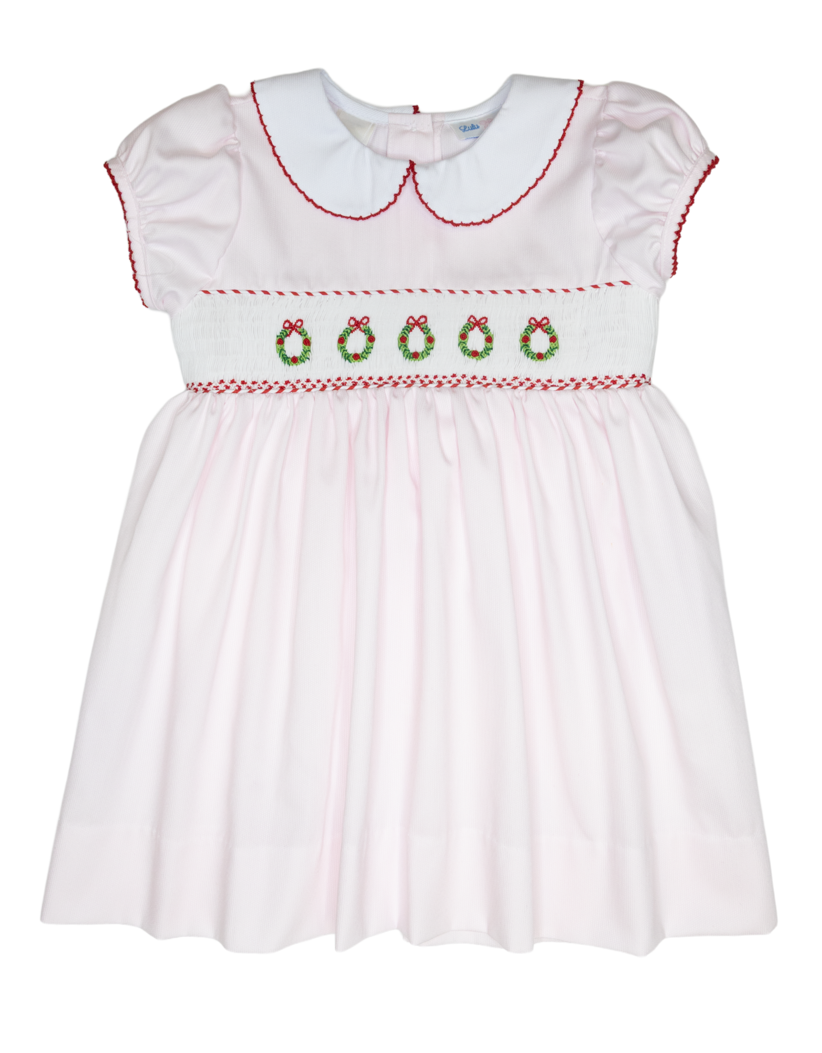 Lulu Bebe LBF25 Rose Pink Wreath Smocked Waist Dress