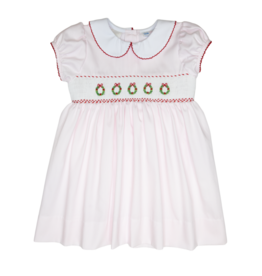 Lulu Bebe Rose Pink Wreath Smocked Waist Dress