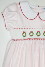 Lulu Bebe LBF25 Rose Pink Wreath Smocked Waist Dress