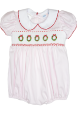 Lulu Bebe LBF25 Rosie Pink Wreath Smocked Bubble