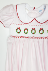 Lulu Bebe LBF25 Rosie Pink Wreath Smocked Bubble