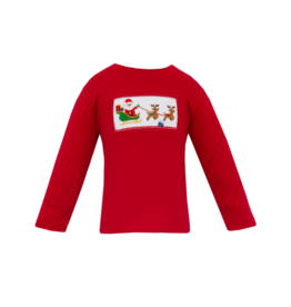 Anavini (Size 5) Santa Sleigh Smocked Shirt