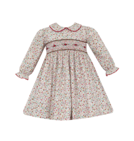 Anavini Lily Liberty Red Pink Floral Smocked Dress